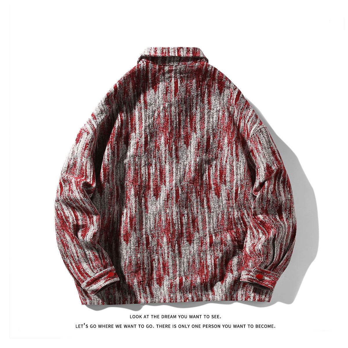 痞帅休闲风提花呢料衬衫男女情侣港风复古翻领设计感潮流衬衣,淘宝优惠券,粉丝福利购,淘宝优惠卷