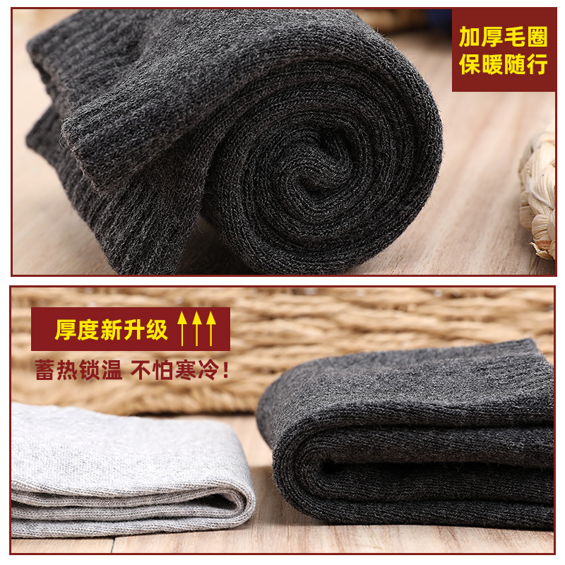 浪莎官方旗舰店浪莎袜子男士纯棉加厚秋冬季中筒男袜加绒保暖毛巾长袜春秋全棉袜3