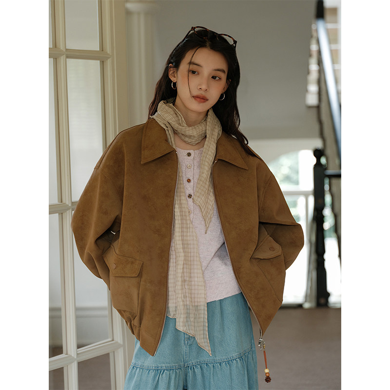 Botanique植物学“木质调”串珠拉头麂皮绒皮衣夹克外套,淘宝优惠券,粉丝福利购,淘宝优惠卷