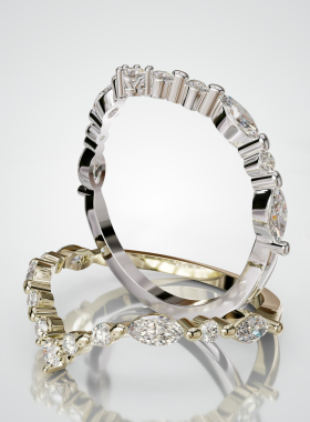 18K金V型马眼圆钻轻奢食指戒