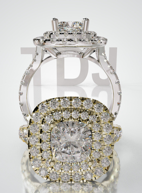 18K金公主方满镶定制轻奢婚戒