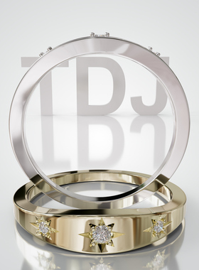 壹钻18K金星光戒指可定制刻字