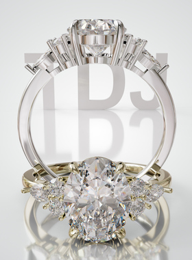 壹钻珠宝18K金轻奢椭圆主石婚戒