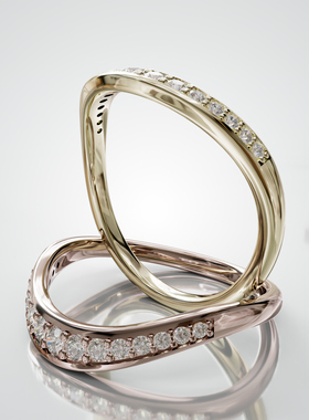 壹钻珠宝18K金V形石排戒轻奢定制