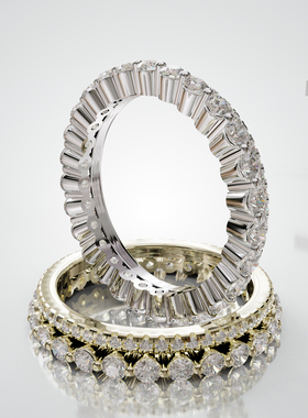 18K金圆石双层满圈排镶戒轻奢小众设计感婚戒可定制百搭食指戒