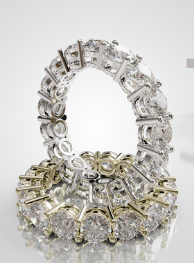 壹钻珠宝18K金圆石满圈镶戒轻奢小众设计感婚戒可定制百搭食指戒