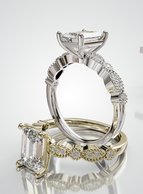 18K 金祖母绿主石羽翼光面戒轻奢小众设计感婚戒可定制百搭食指戒