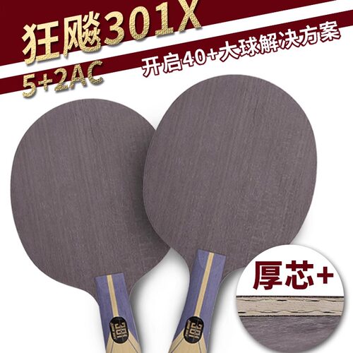 红双喜乒乓球底板拍狂飚301T碳素7层301X专业级黄黑芳碳横板进攻 - 图1