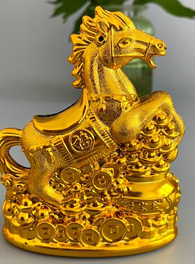 2026生肖金色马摆件招财风水装饰