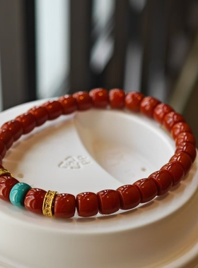 精品瓦西料南红手串少有的好料子满肉满色饱满色正无杂裂配18K金