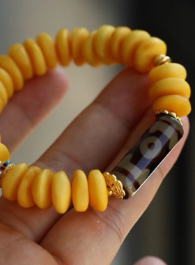 男女天然蜜蜡天珠玛瑙藏区民族风