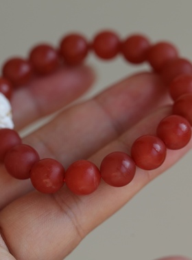 高端定制天然南红手链搭配天然猛犸牙精雕度母配珠简约大气