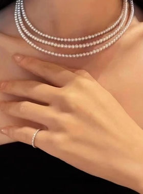 毛衣链利用率最高天然4-5mm淡水AK珍珠正圆无瑕纯银扣白亮干净