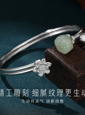 沉香如屑步离镯纯足银手镯女9999