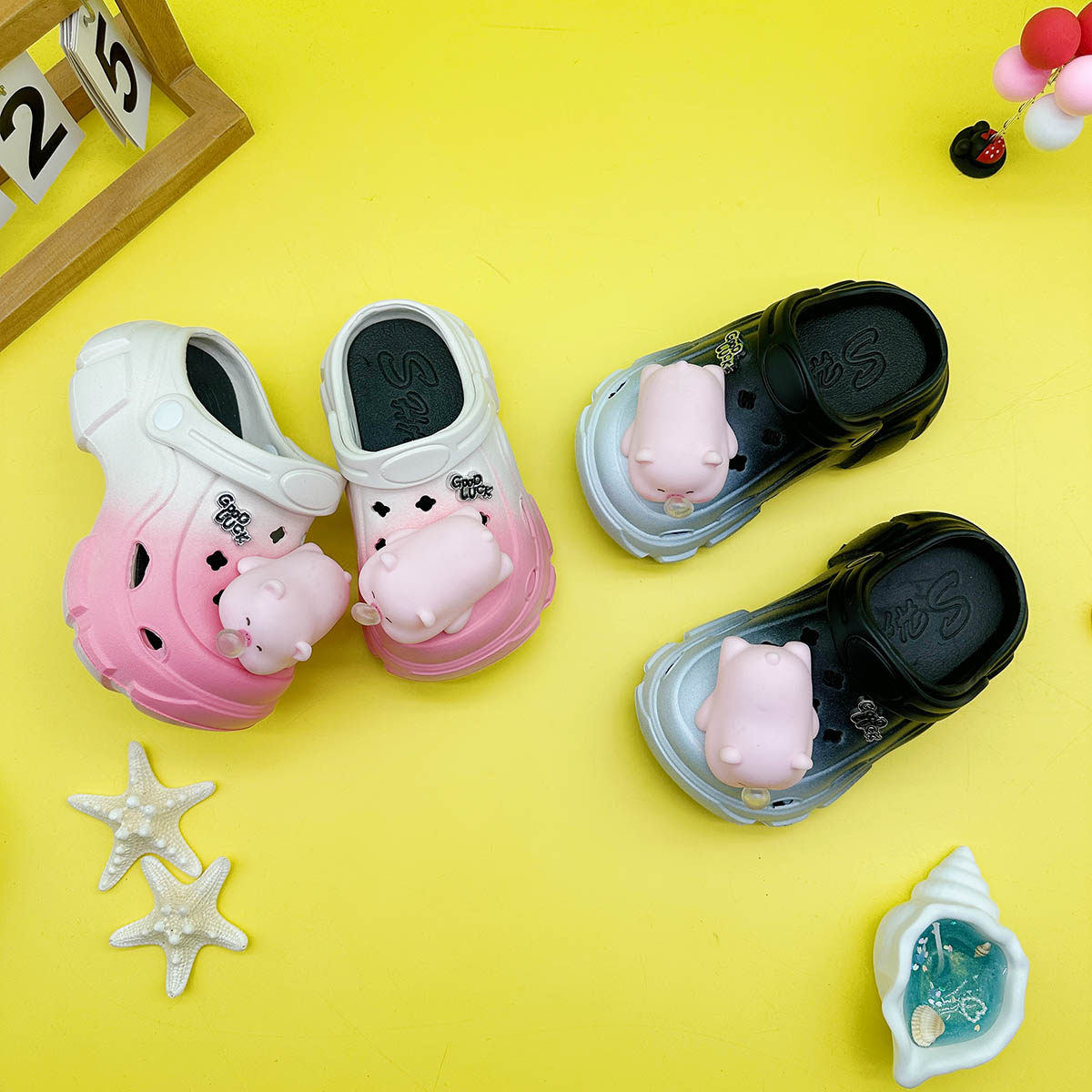新款男女童亲子拖鞋卡通泡泡小猪EVA洞洞鞋软底防滑包头凉鞋,淘宝优惠券,粉丝福利购,淘宝优惠卷