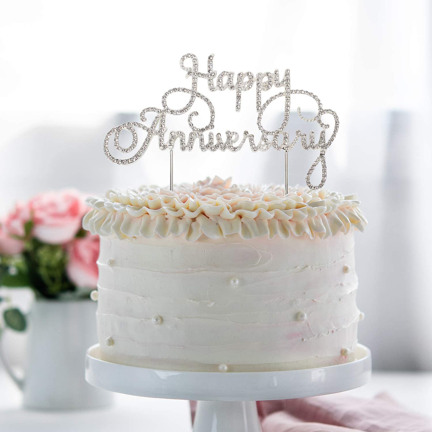 结婚周年纪念日蛋糕装饰插牌happy anniversary cake per摆件 - 图0