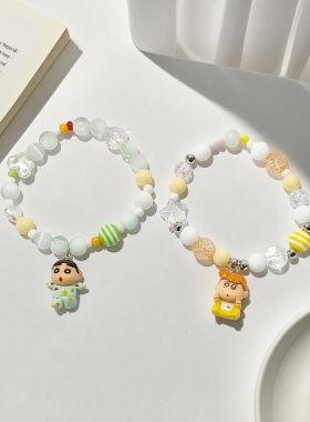 蜡笔小新正品手链发绳发圈可爱串珠多巴胺头绳情侣高级感学生党