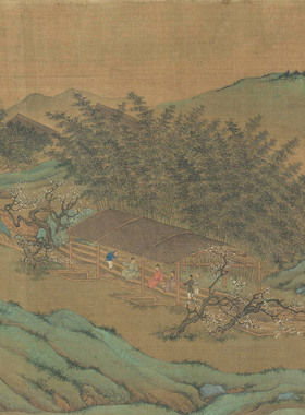 元代 赵孟頫山水图 名家国画真迹复制品打印高清艺术微喷绢本临摹