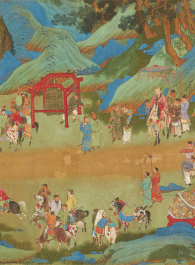 明 仇英 上林图卷名家真迹高清微喷复制人物风景装饰画学习临摹
