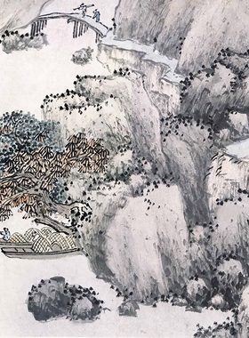 沈周吴中山水卷山水画微喷临摹