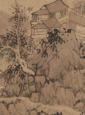 明代蓝瑛秋山幽居图国画长卷艺术微喷打印绢本画心临摹范本画稿