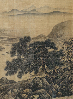 南宋李唐寒江独钓图名家国画真迹复制品高清艺术微喷绢本临摹范本