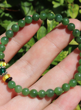 方言和田玉阳绿色碧玉手串