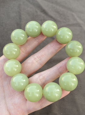 新疆若羌鸡油黄口料18mm圆珠手链