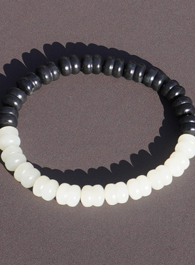 方言和田玉新疆青花白玉双色手串