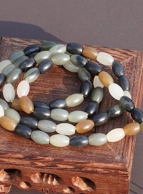 方言和田玉细腻油润楼兰三色手串