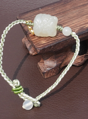 方言青海料冰底温润白玉编织手串