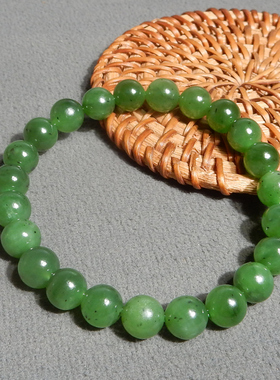 俄罗斯玉碧玉冰底阳绿色8mm手串