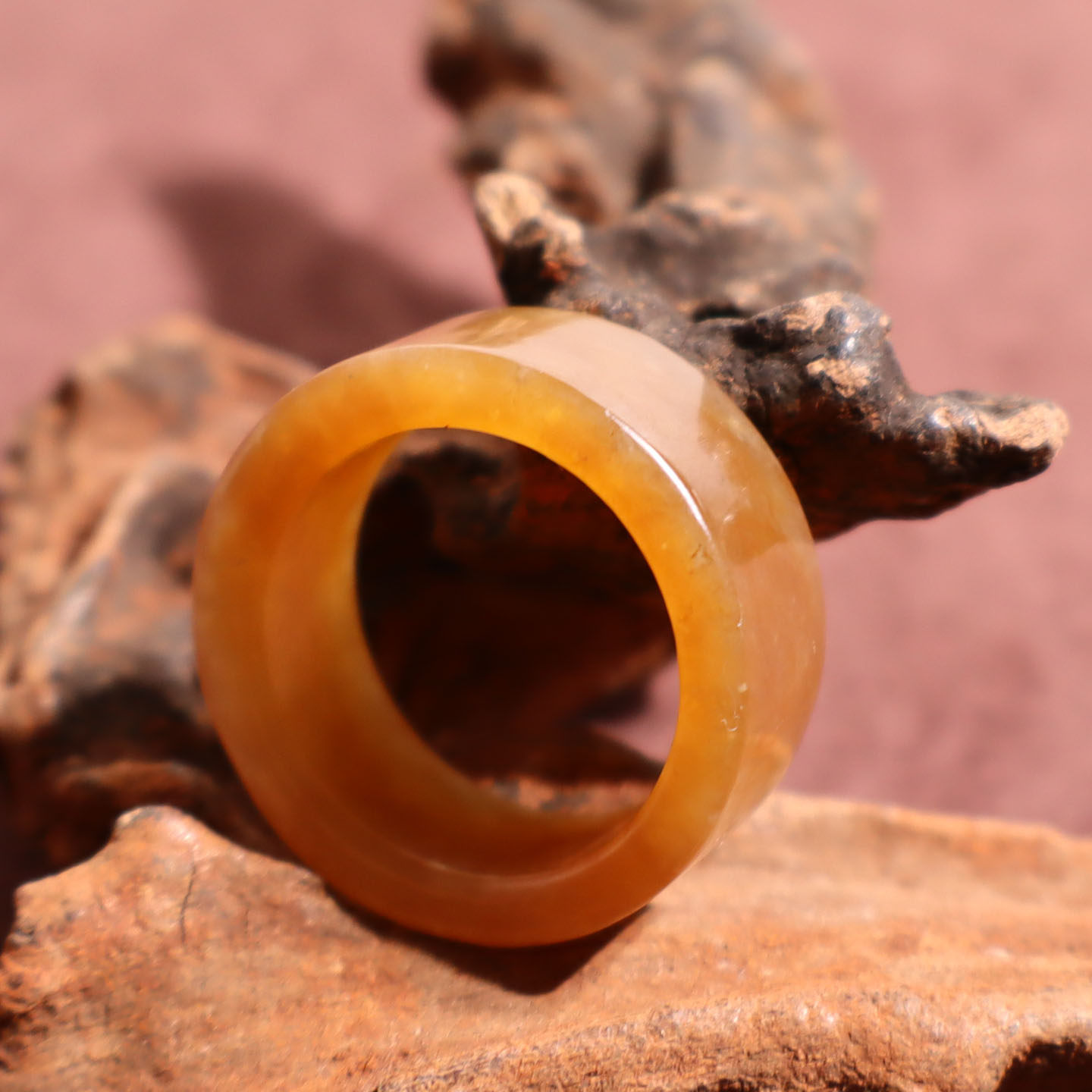 Jade Jubilee Jewelry Promotion Hotan Jade Xinjiang Oily Waxy High Fat Brown Sugar Jade Ring 18mm Ring Ring A9