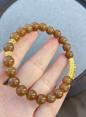 新疆且末金山糖玉红糖8m圆珠手链