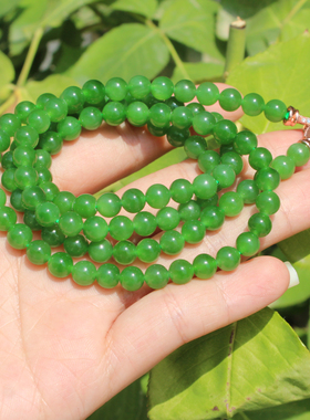 方言和田玉色标级俄阳绿碧玉手串
