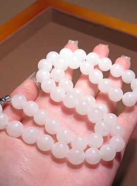 青海老坑料白玉10mm圆珠女神链链