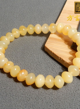 惊呆方言品牌和田玉精品特色唐河黄沁籽料算盘珠卡8mm手串手链R5