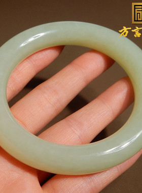 罕见方言品牌精品和田玉新疆细腻油润且末料特色黄口卡56mm手镯w1