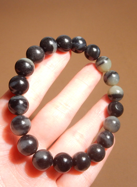 新疆和田玉青花籽料10mm圆珠手串