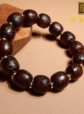 包浆黑山经脉磨砂玻璃皮玛瑙手串
