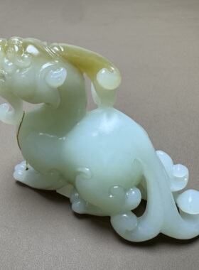 美哭方言和田玉老熟新疆且末料糖白玉精美绝伦大师工艺貔貅摆件S