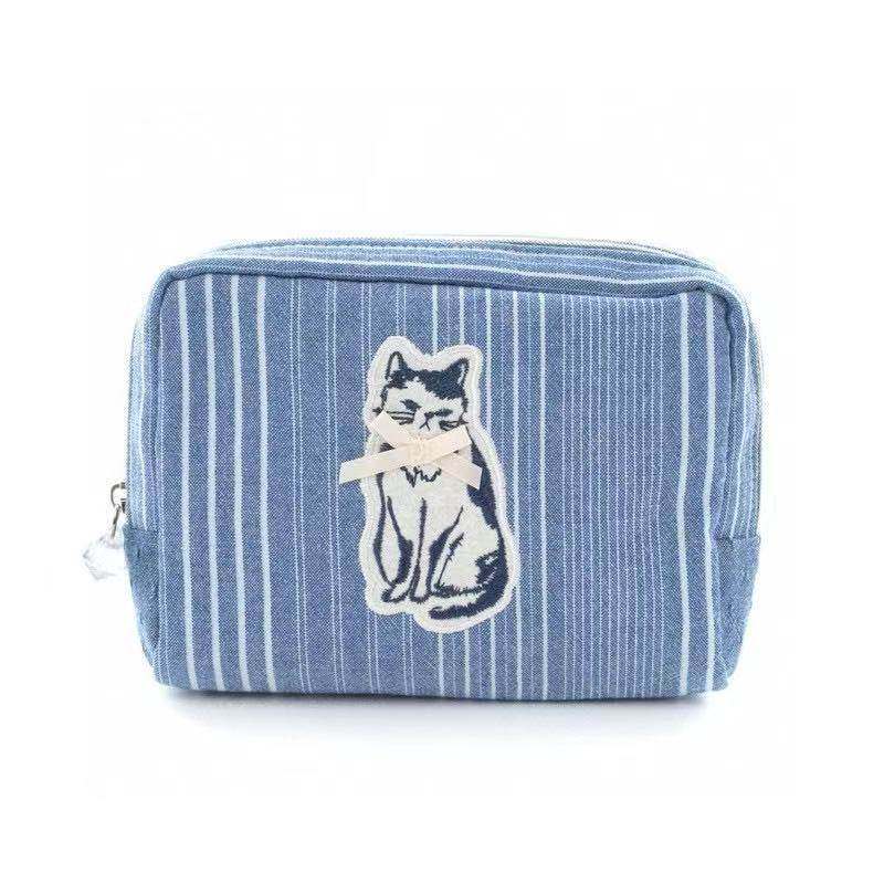 日系刺绣猫咪布艺手拿包女零钱包收纳包可爱小包,淘宝优惠券,粉丝福利购,淘宝优惠卷