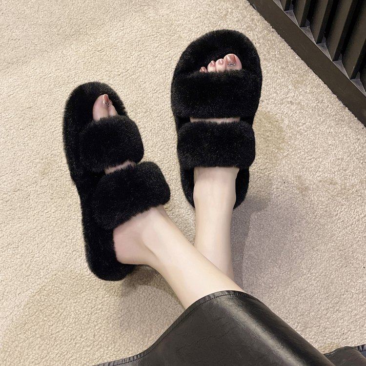 大码毛毛拖鞋女41一43外穿脚宽肥女士毛毛鞋孕妇防滑居家毛绒棉拖,淘宝优惠券,粉丝福利购,淘宝优惠卷