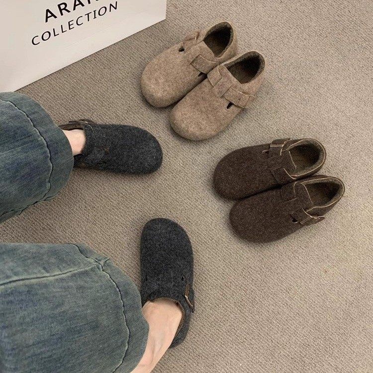 大码女鞋41到43加绒勃肯鞋软底舒适毛毛鞋呢子外穿保暖棉鞋乐福鞋,淘宝优惠券,粉丝福利购,淘宝优惠卷