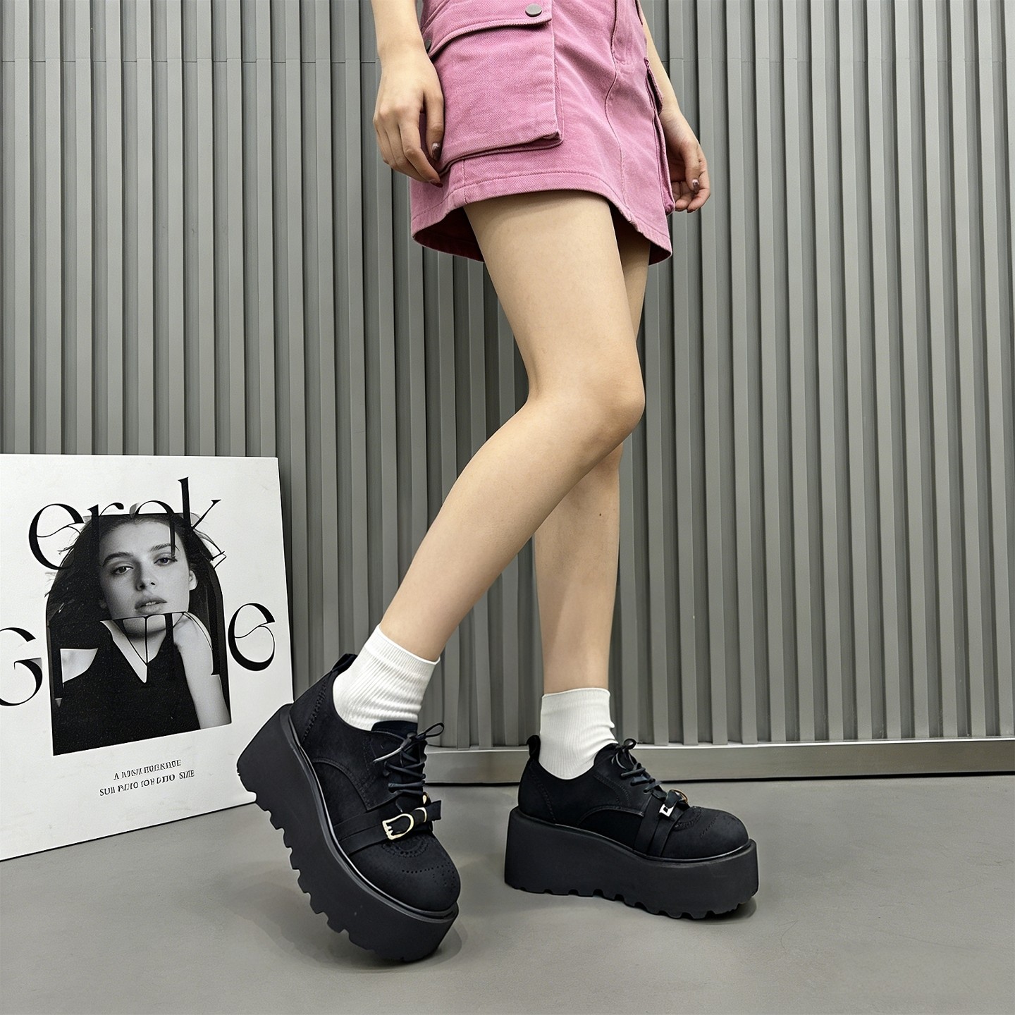 厚底松糕鞋女2026新款春季小个子增高显脚小皮带扣百搭休闲乐福鞋,淘宝优惠券,粉丝福利购,淘宝优惠卷