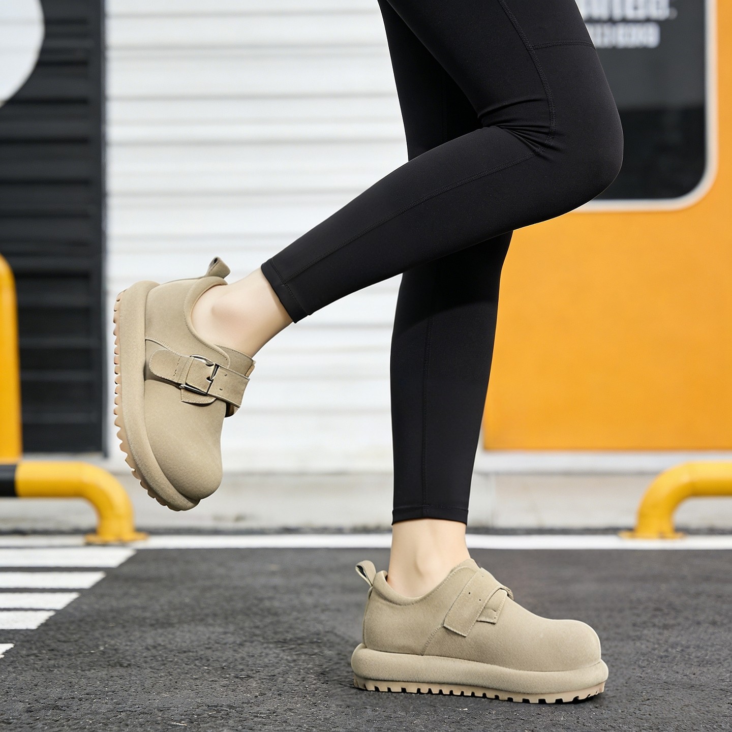 厚底勃肯鞋女2026新款春季软底软面磨砂皮一脚蹬懒人豆豆鞋乐福鞋,淘宝优惠券,粉丝福利购,淘宝优惠卷