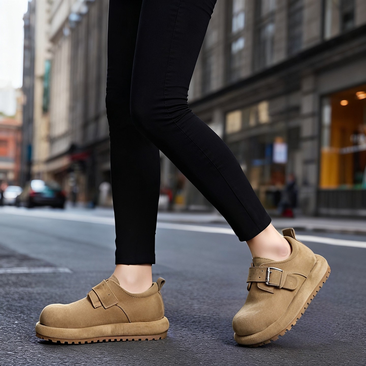 厚底勃肯鞋女2026新款春季软底软面磨砂皮一脚蹬懒人豆豆鞋乐福鞋,淘宝优惠券,粉丝福利购,淘宝优惠卷