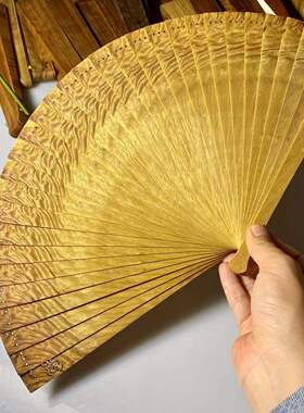 保真正宗新品阴沉木扇金丝楠木扇子满水波古风走秀实木扇中国风镂