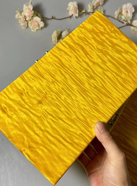 金絲楠木首饰盒黃金樟獨板水波紋首飾盒木質珠寶盒鏡箱仙作工艺