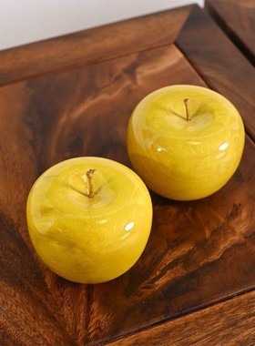 金丝楠木苹果小摆件金苹果大叶桢楠实木木雕工艺品收藏送礼平安